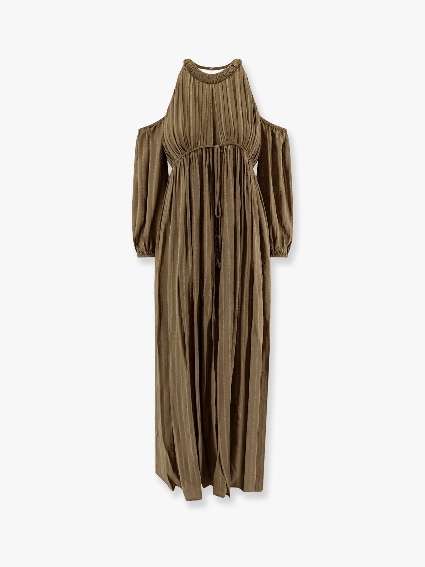 Pinko Allenatore georgette long dress with striped motif