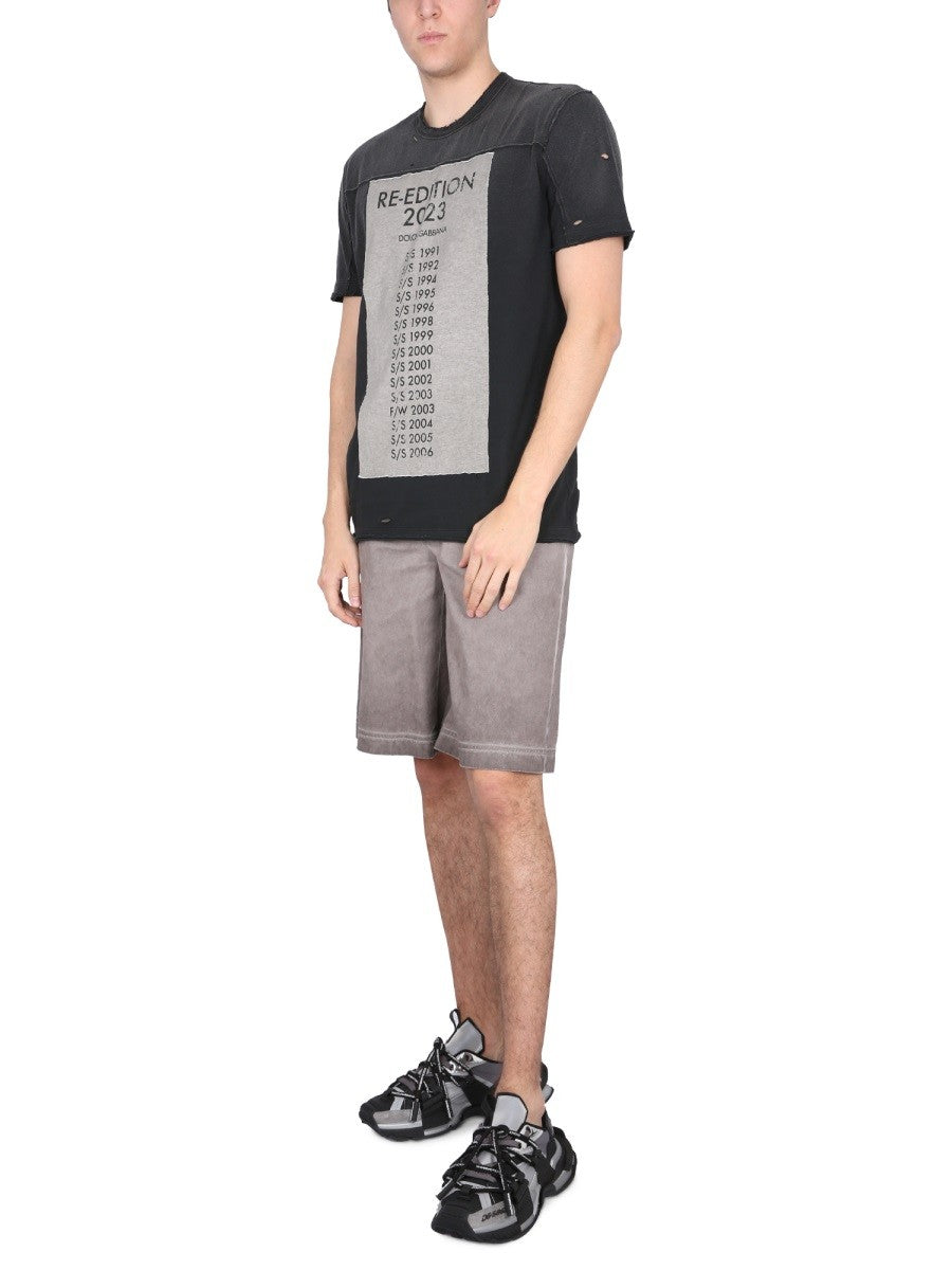 Dolce & Gabbana BERMUDA SHORTS WITH LOGO PLAQUE