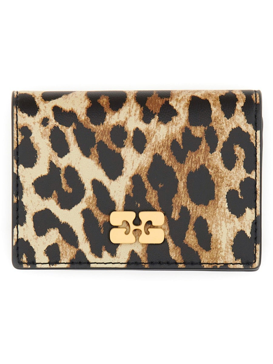 GANNI "BOU" CARD HOLDER WITH ANIMAL MOTIF
