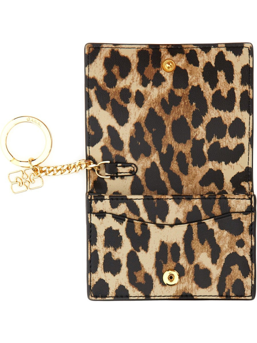 GANNI "BOU" CARD HOLDER WITH ANIMAL MOTIF