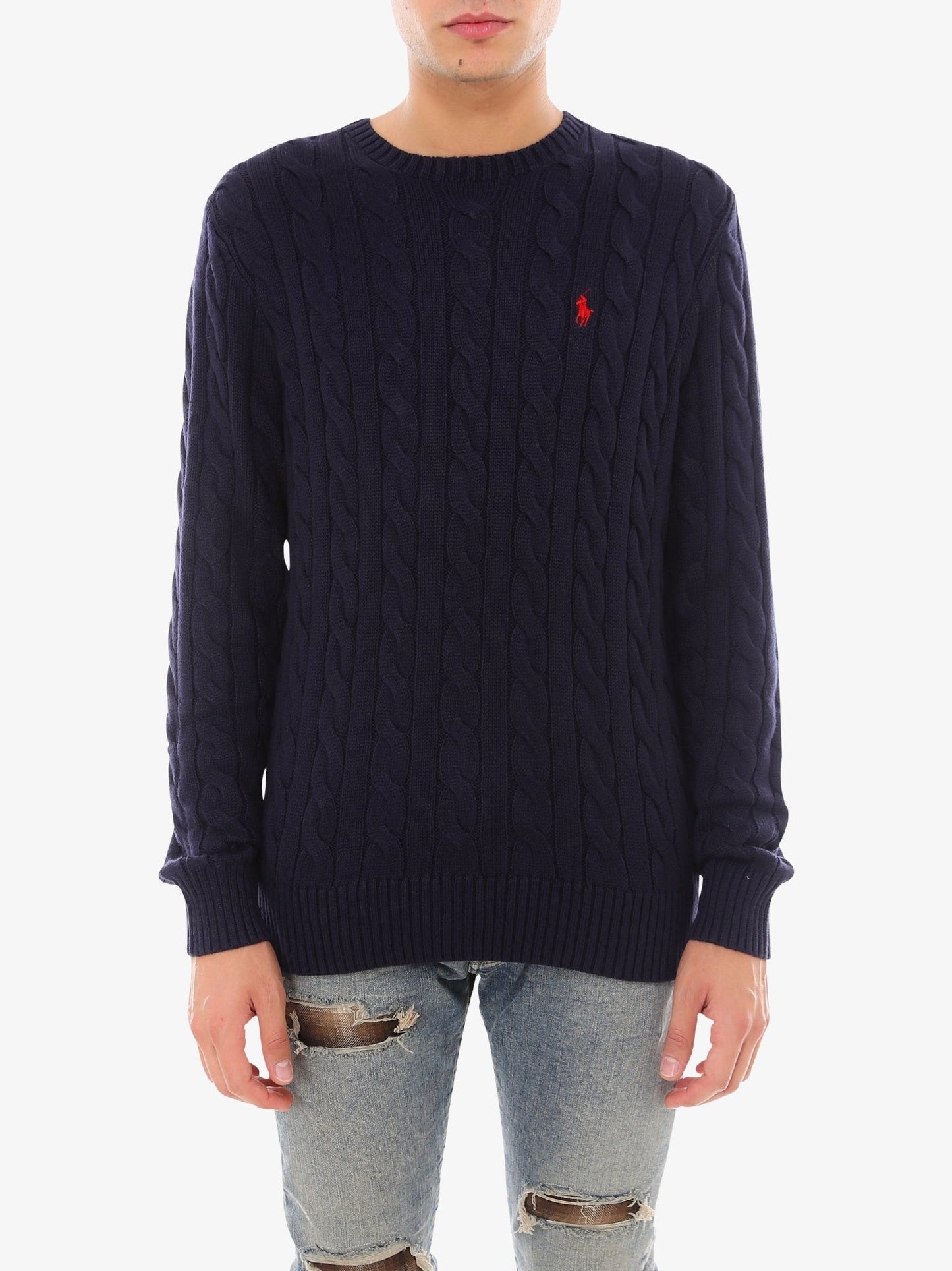 Polo Ralph Lauren Cable knit cotton sweater with iconic logo