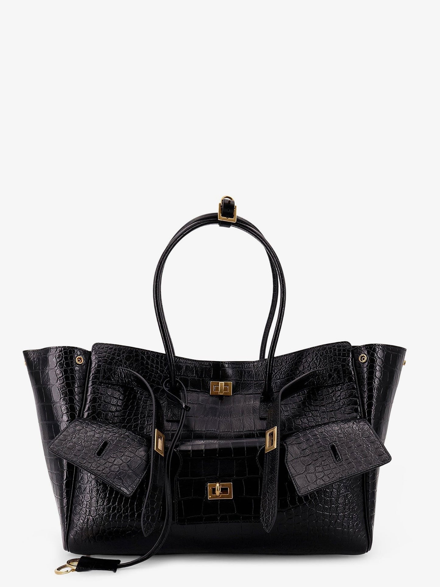 Balenciaga Carry All Bel Air leather shoulder bag with croco effect
