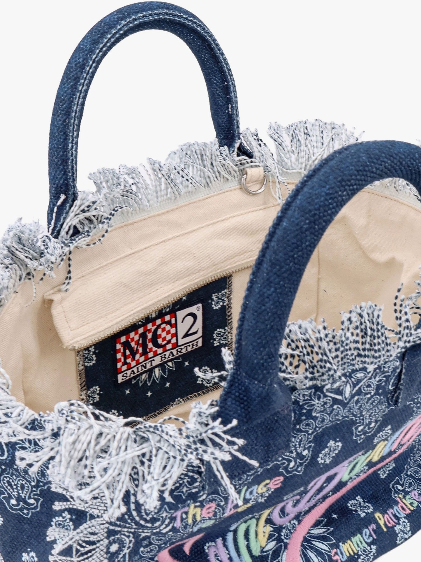 MC2 SAINT BARTH Colette cotton handbag with Logo multicolor embroidery