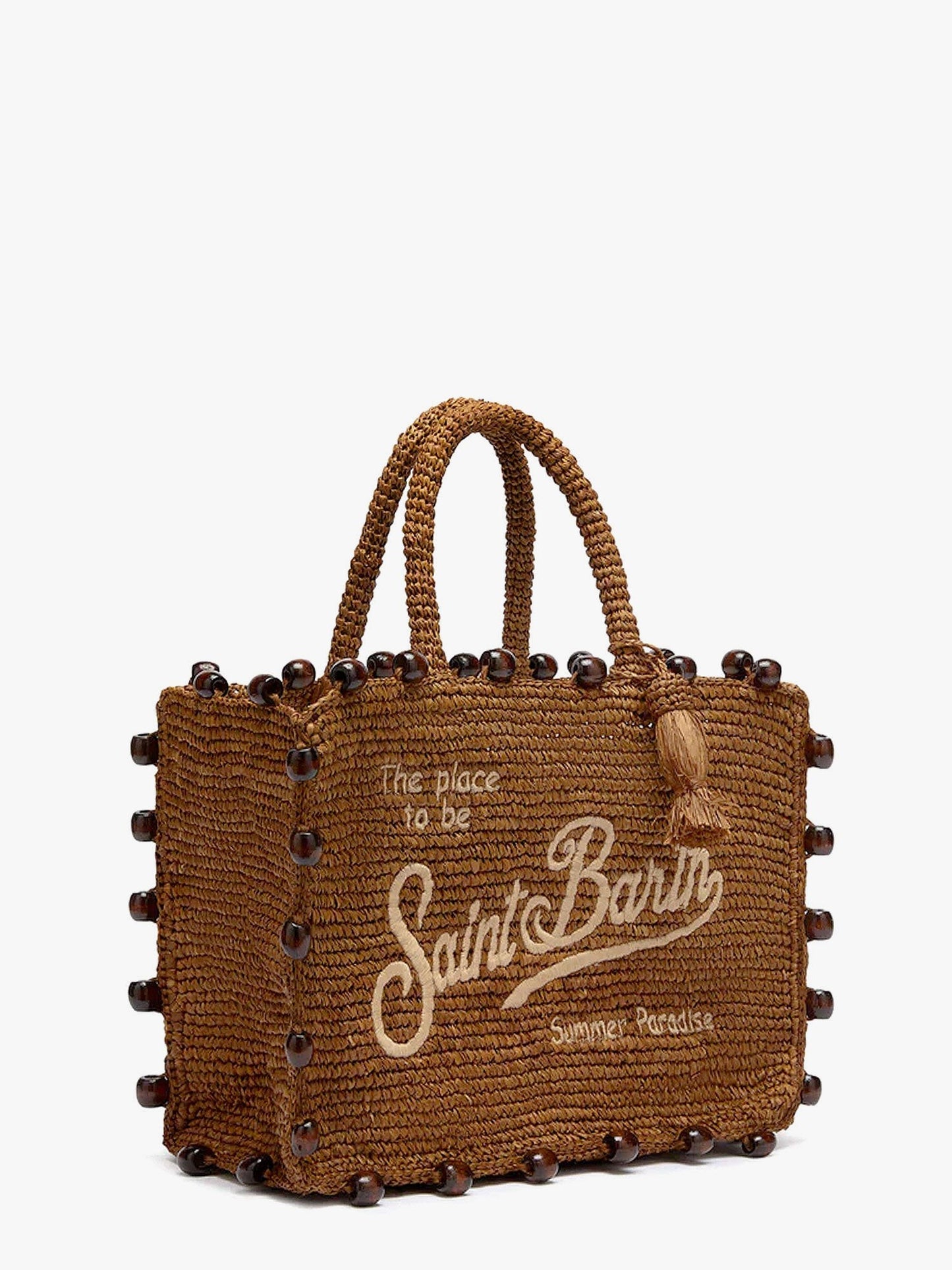 MC2 SAINT BARTH Colette rafia handbag with Logo embroidery