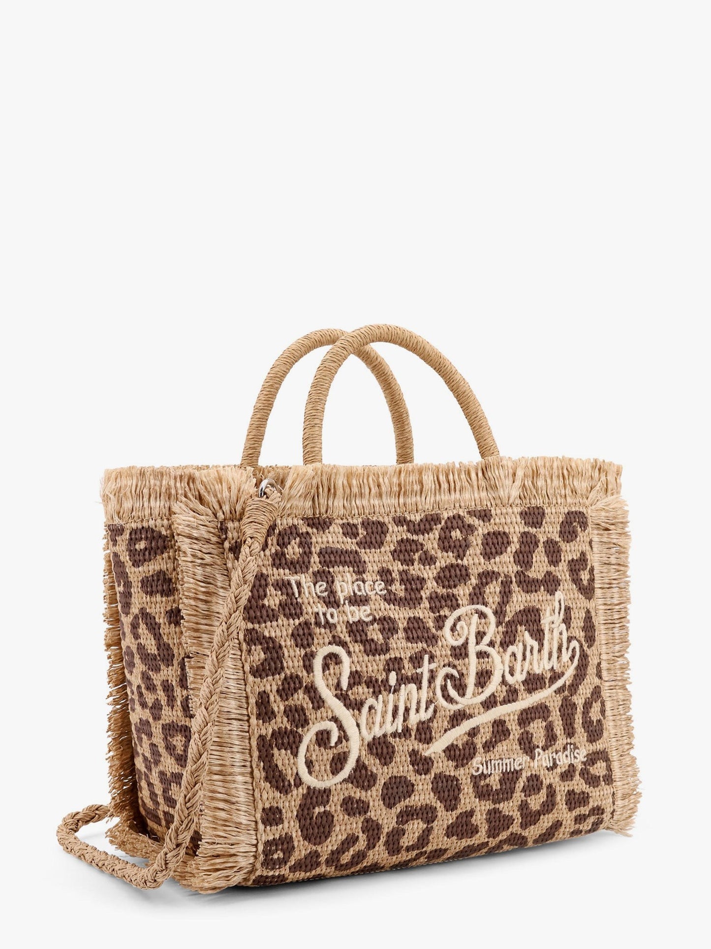 MC2 SAINT BARTH Colette straw handbag with animal print motif