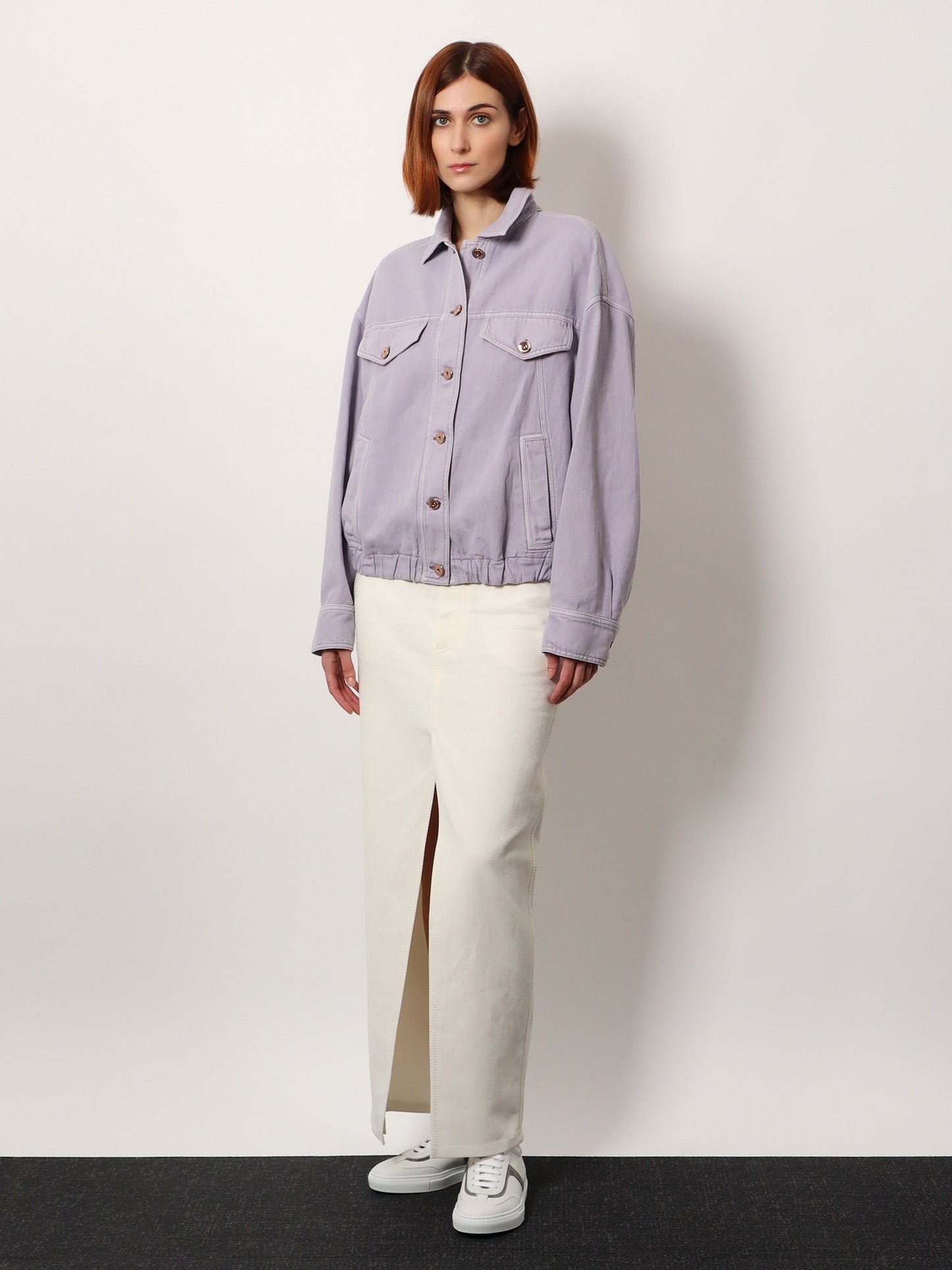 Brunello Cucinelli Cotton and linen denim jacket with elastic bottom