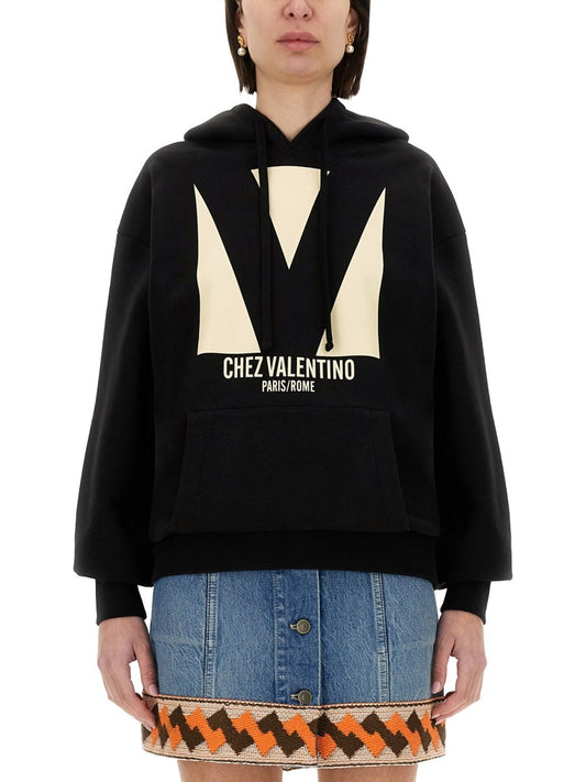 Valentino COTTON HOODIE WITH PRINT