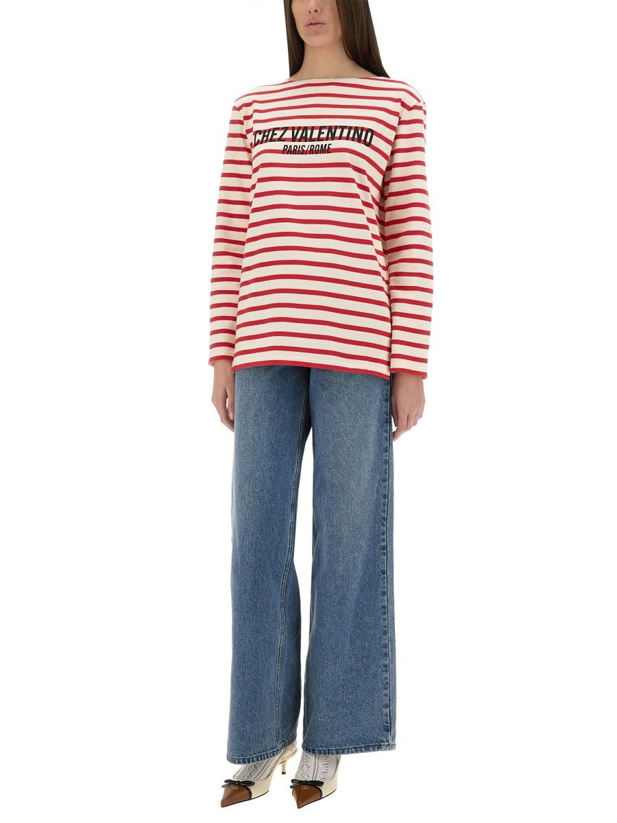 Valentino COTTON LONG SLEEVE T-SHIRT WITH PRINT