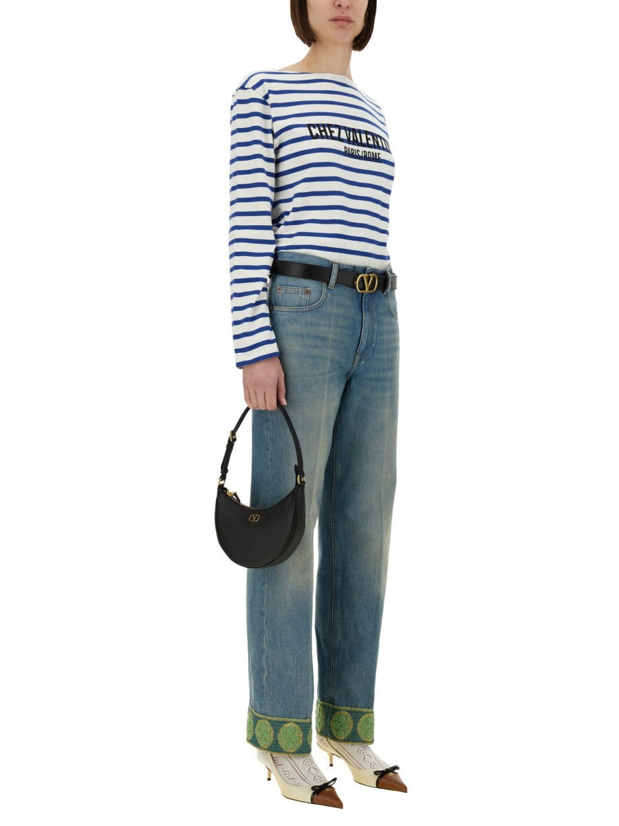 Valentino COTTON LONG SLEEVE T-SHIRT WITH PRINT