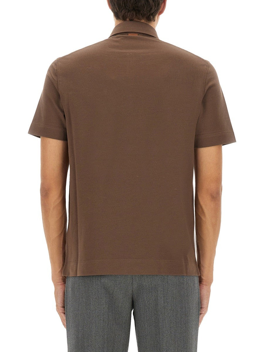 Zegna COTTON POLO SHIRT WITH POCKET