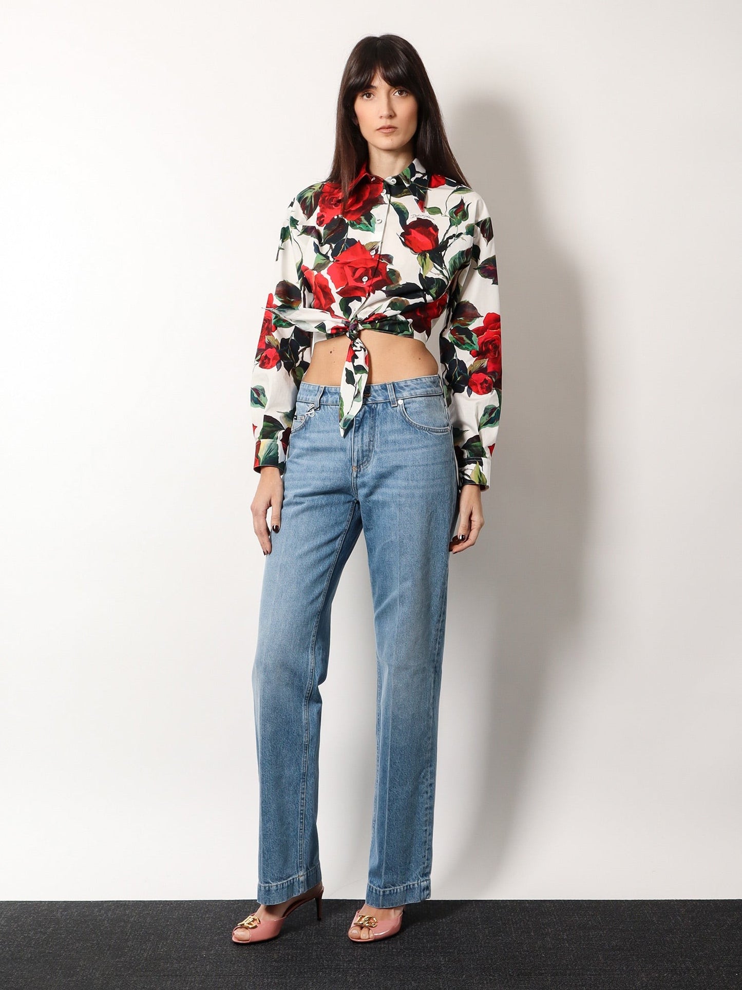 DOLCE e GABBANA Cotton shirt with floral print
