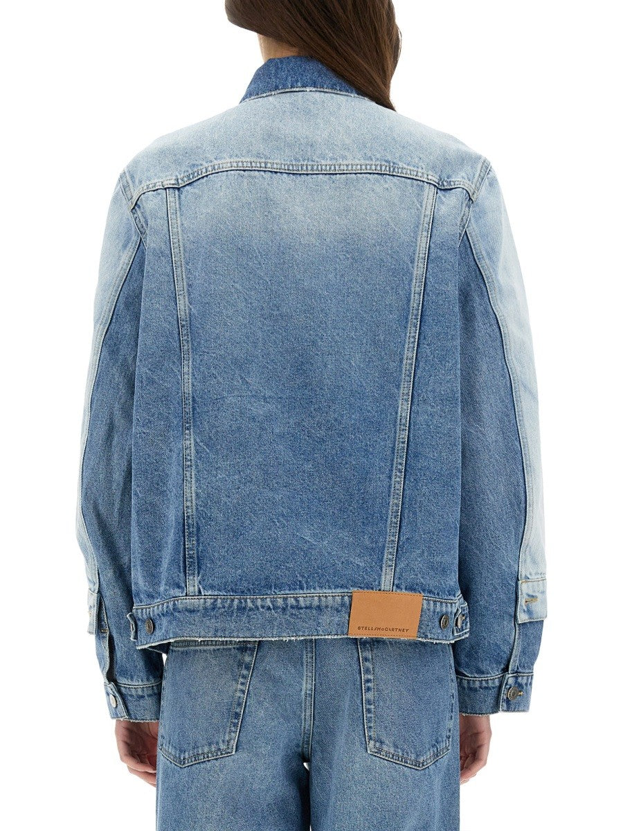 stella mccartney DENIM JACKET WITH CONTRASTING PANEL