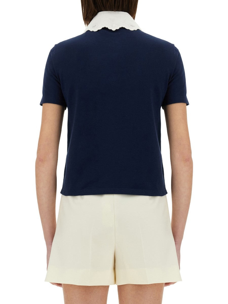 Valentino EMBROIDERED COTTON SWEATSHIRT POLO SHIRT
