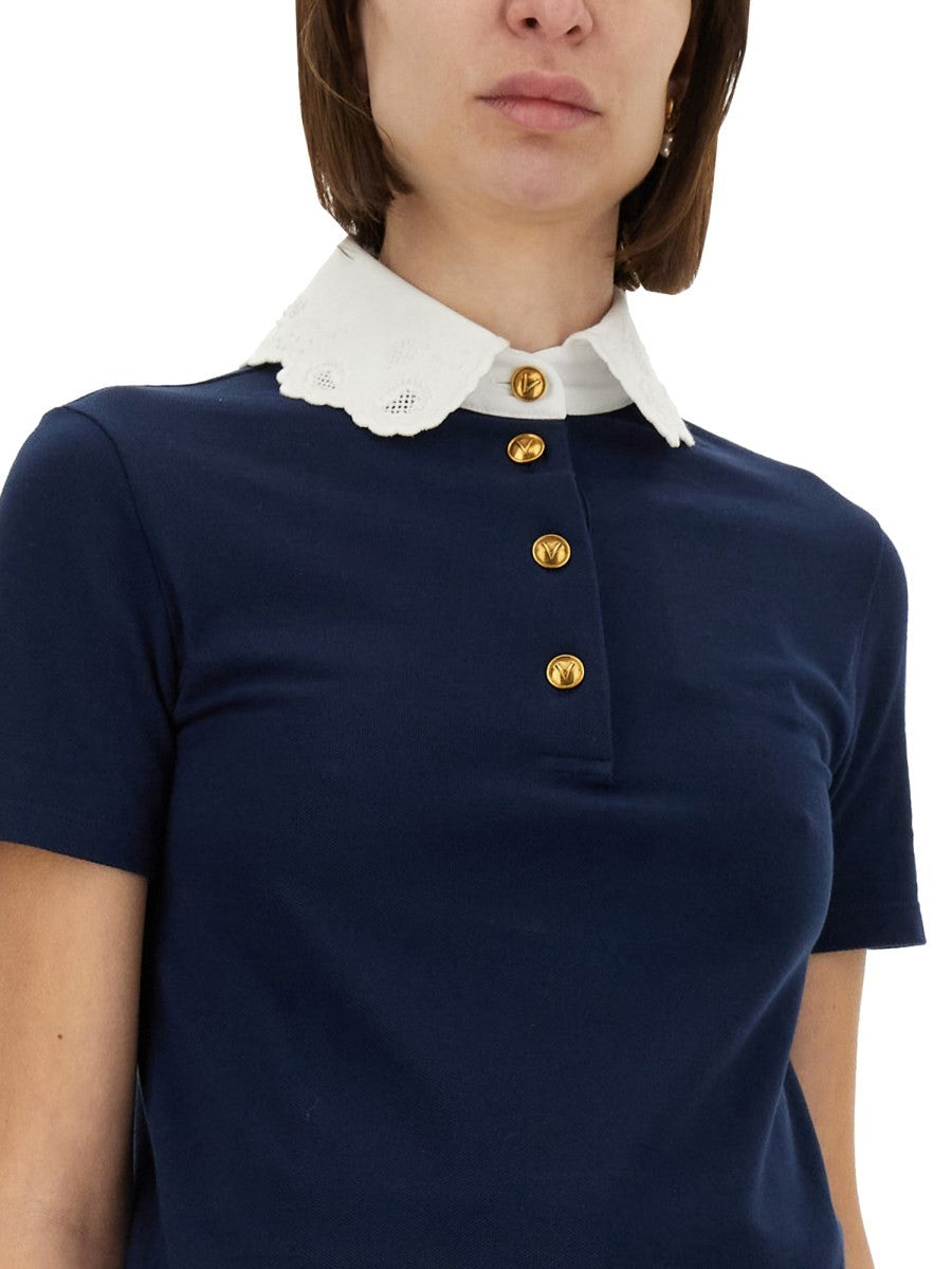 Valentino EMBROIDERED COTTON SWEATSHIRT POLO SHIRT