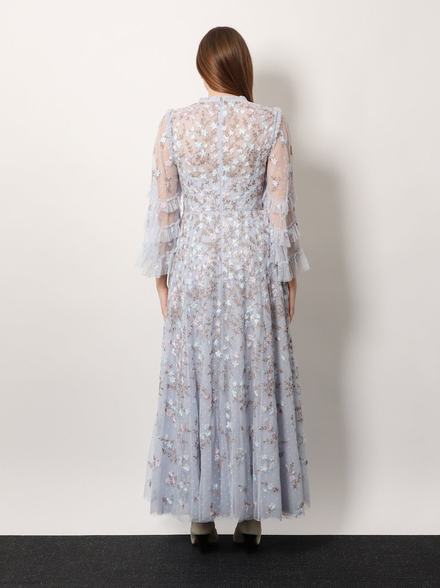 NEEDLE & THREAD Embroidered tulle long dress
