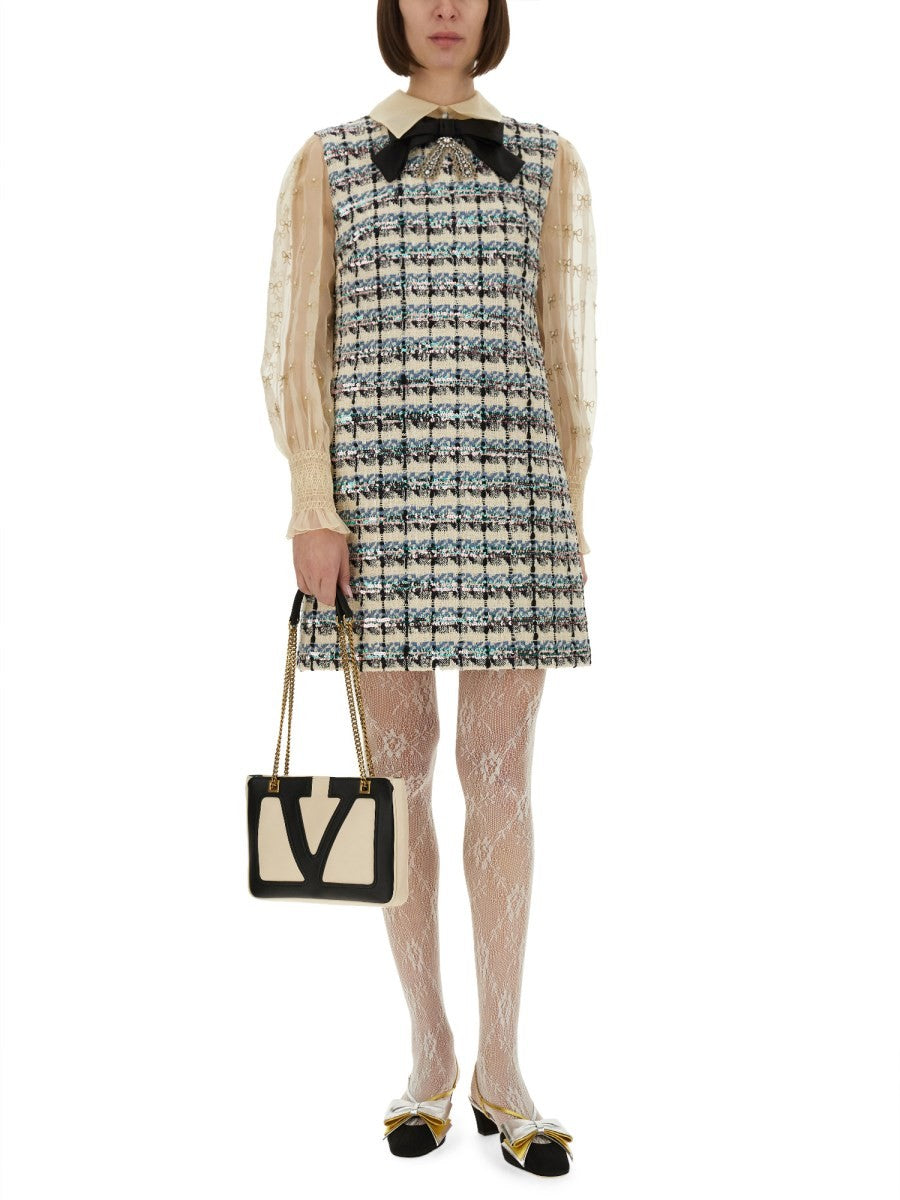 Valentino EMBROIDERED TWEED DRESS