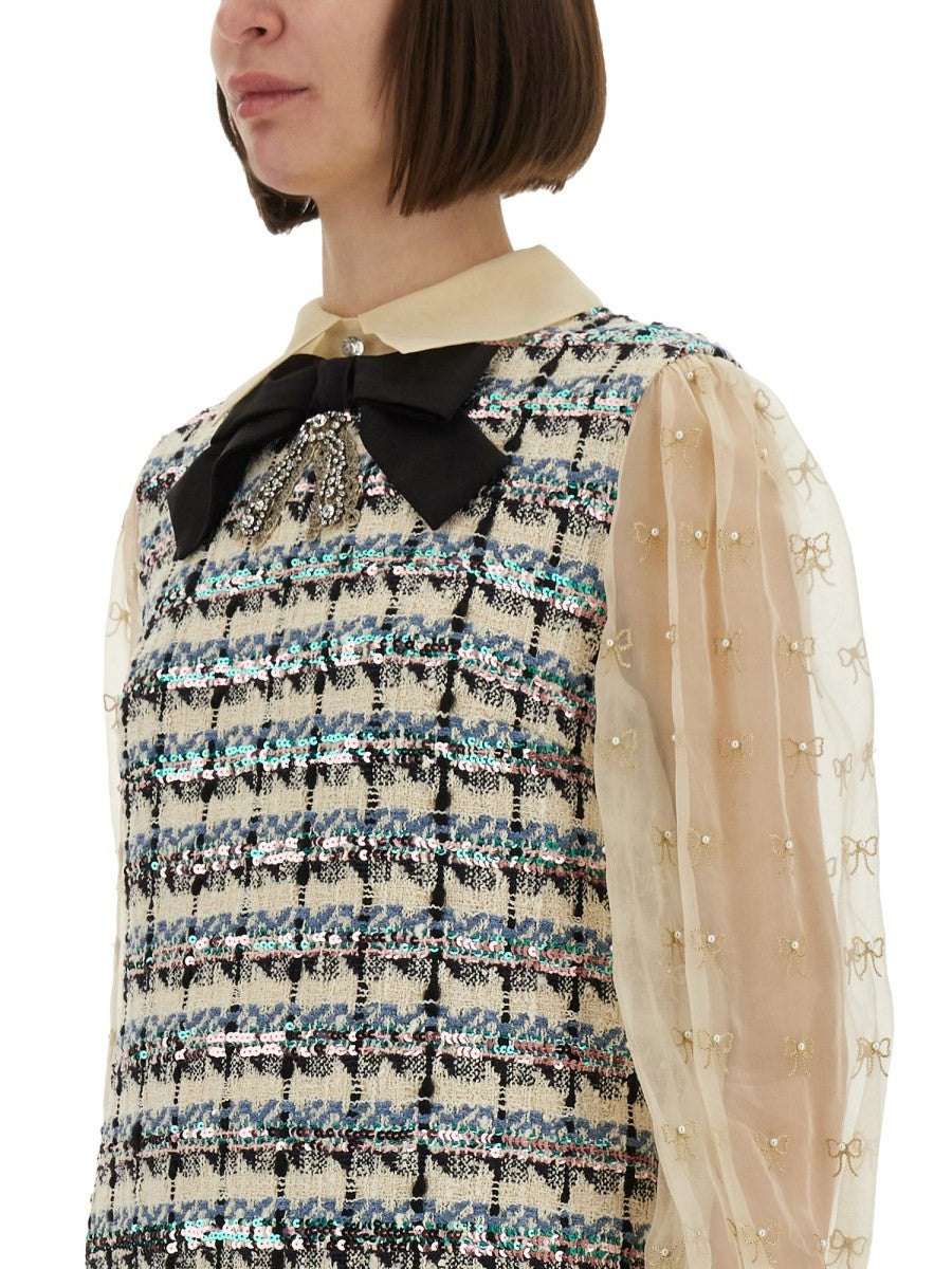 Valentino EMBROIDERED TWEED DRESS