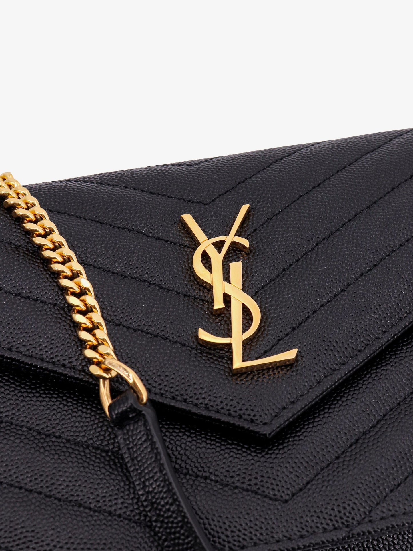 Saint Laurent Envelope leather pochette with Chevron stitching