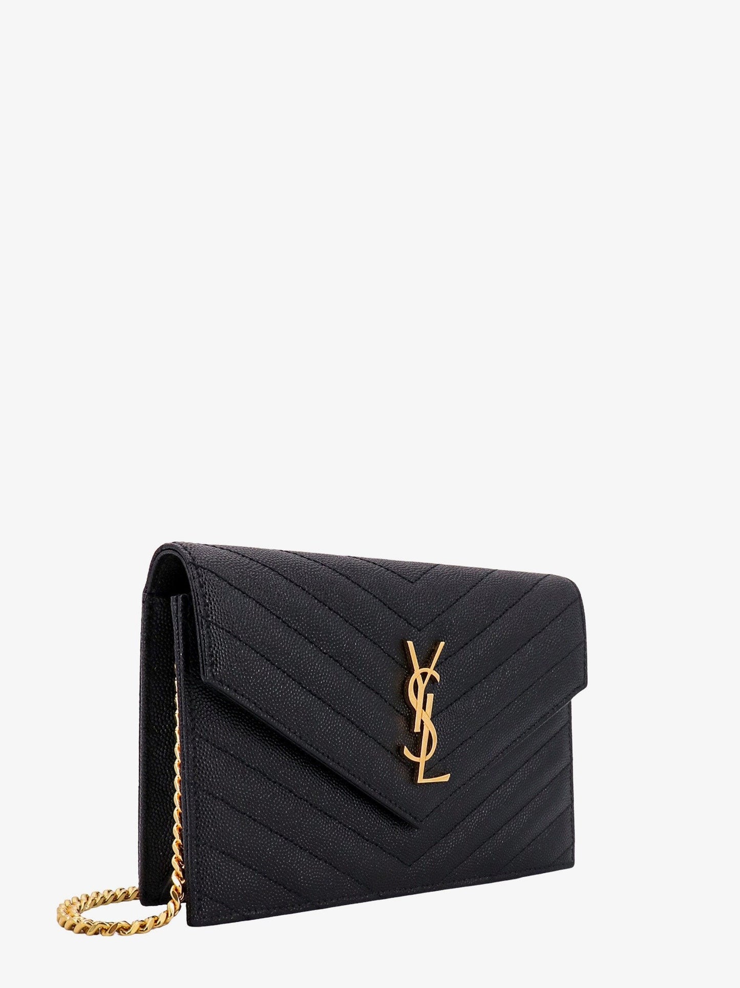 Saint Laurent Envelope leather pochette with Chevron stitching