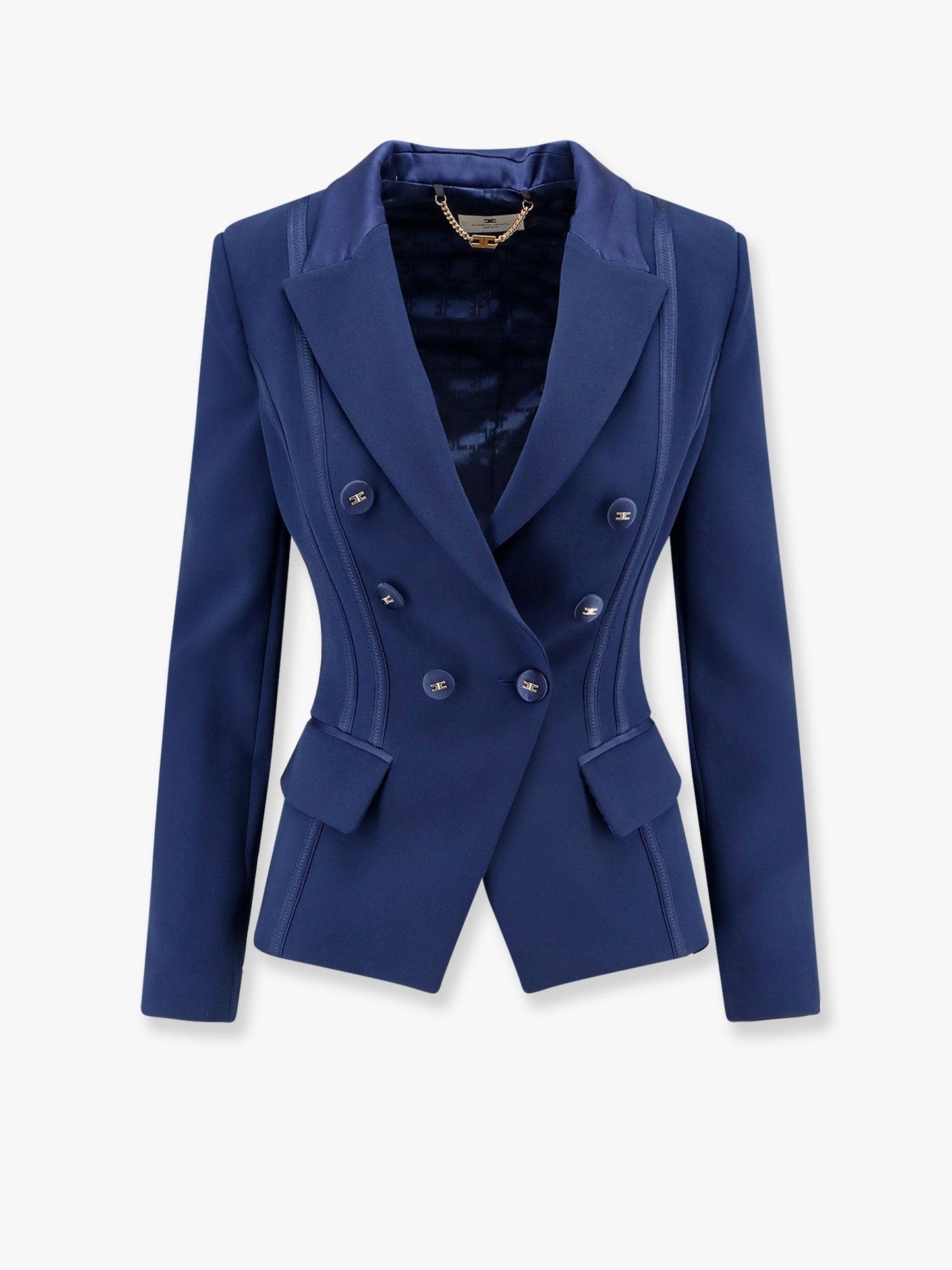 Elisabetta Franchi Essentials blazer with shoulder pads and covered buttons