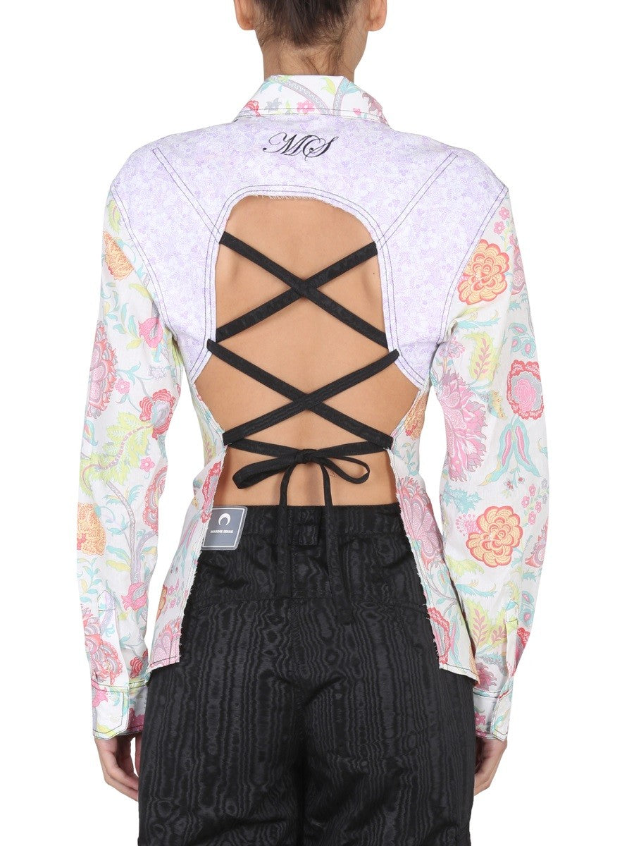 MARINE SERRE FLORAL PRINT SHIRT
