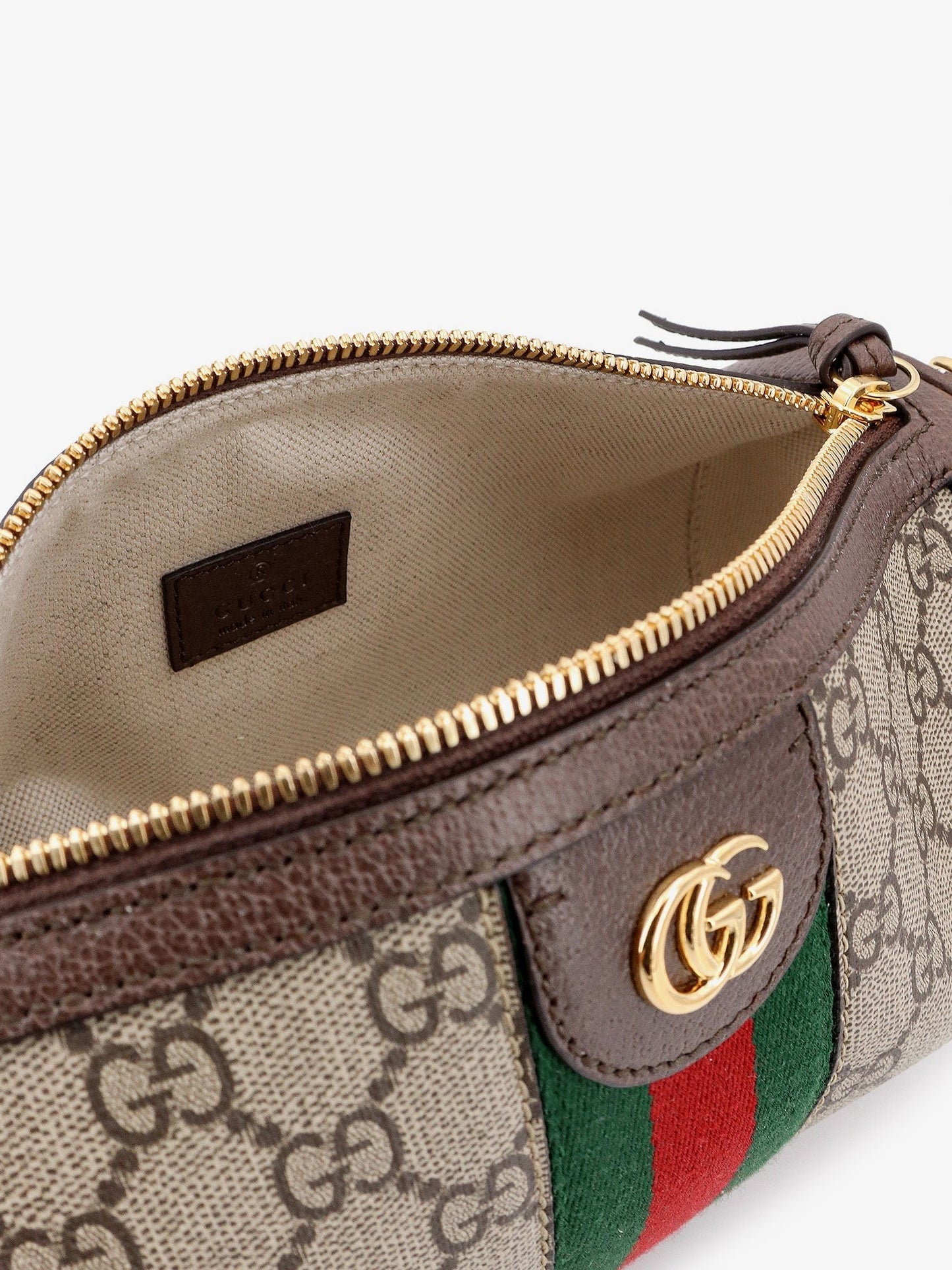 Gucci Gg supreme fabric shoulder bag with iconic web detail