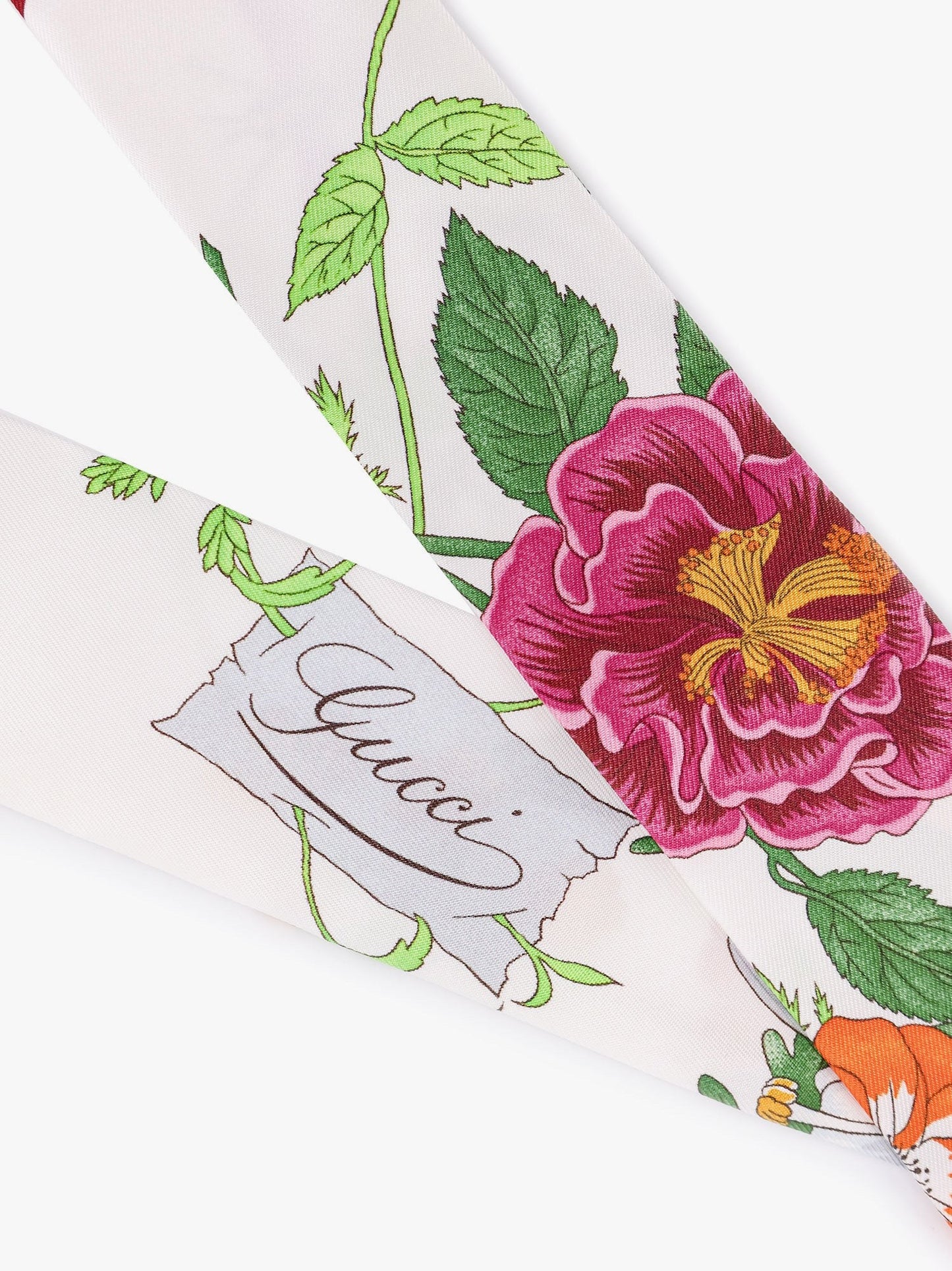 Gucci Gucci flora printed silk twill neck bow