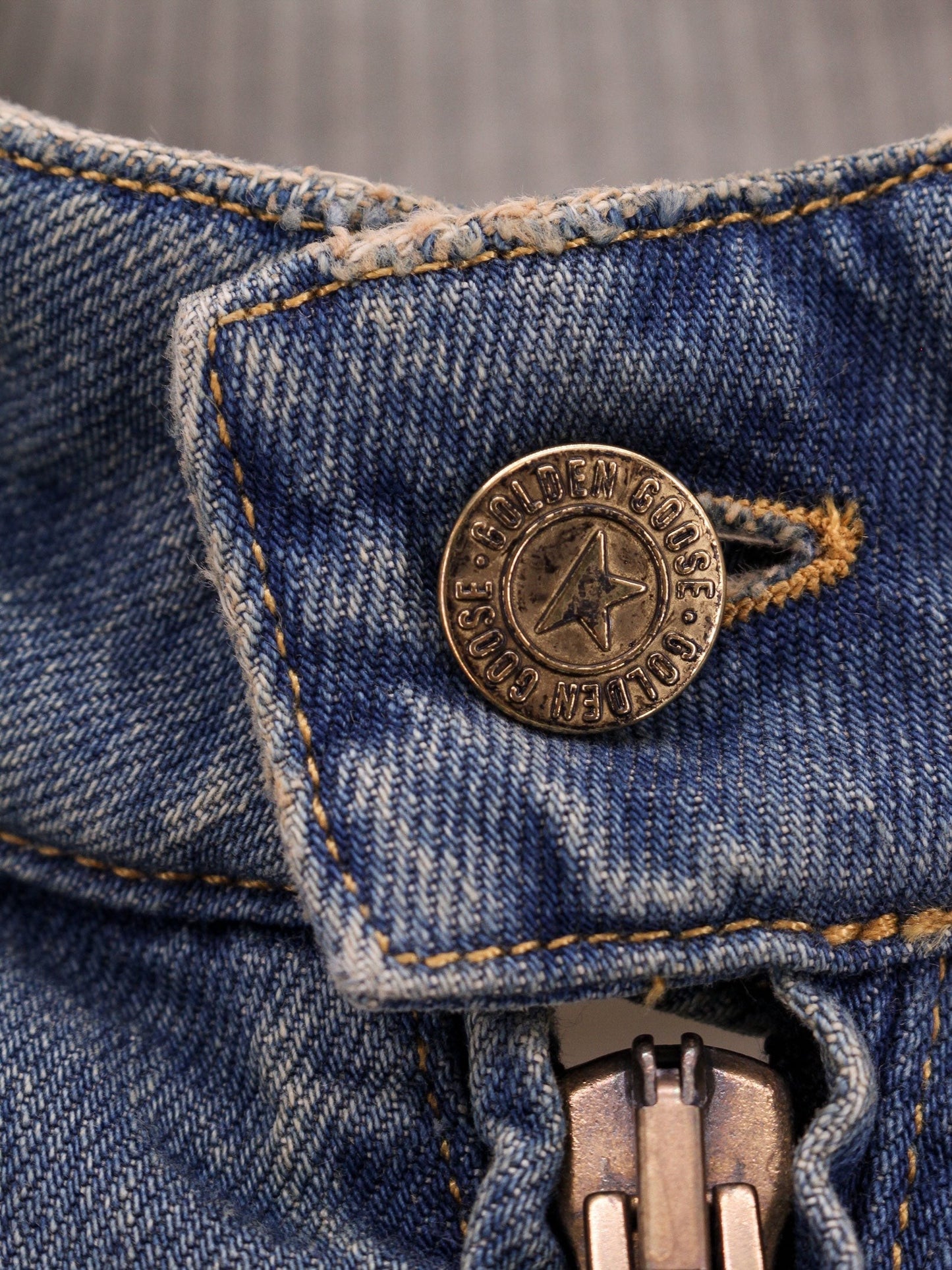 Golden Goose Deluxe Brand Ianira denim jacket with knitted ribbed profiles
