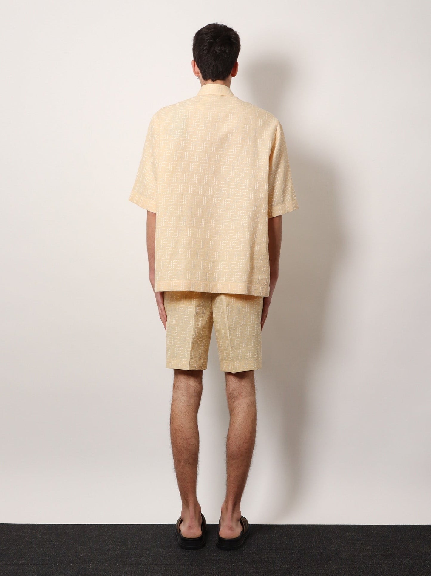 Fendi Jacquard linen and cotton shirt with all-over ff embroidery