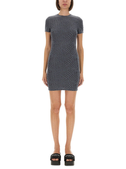 ALEXANDERWANG.T JACQUARD MINI DRESS WITH LOGO