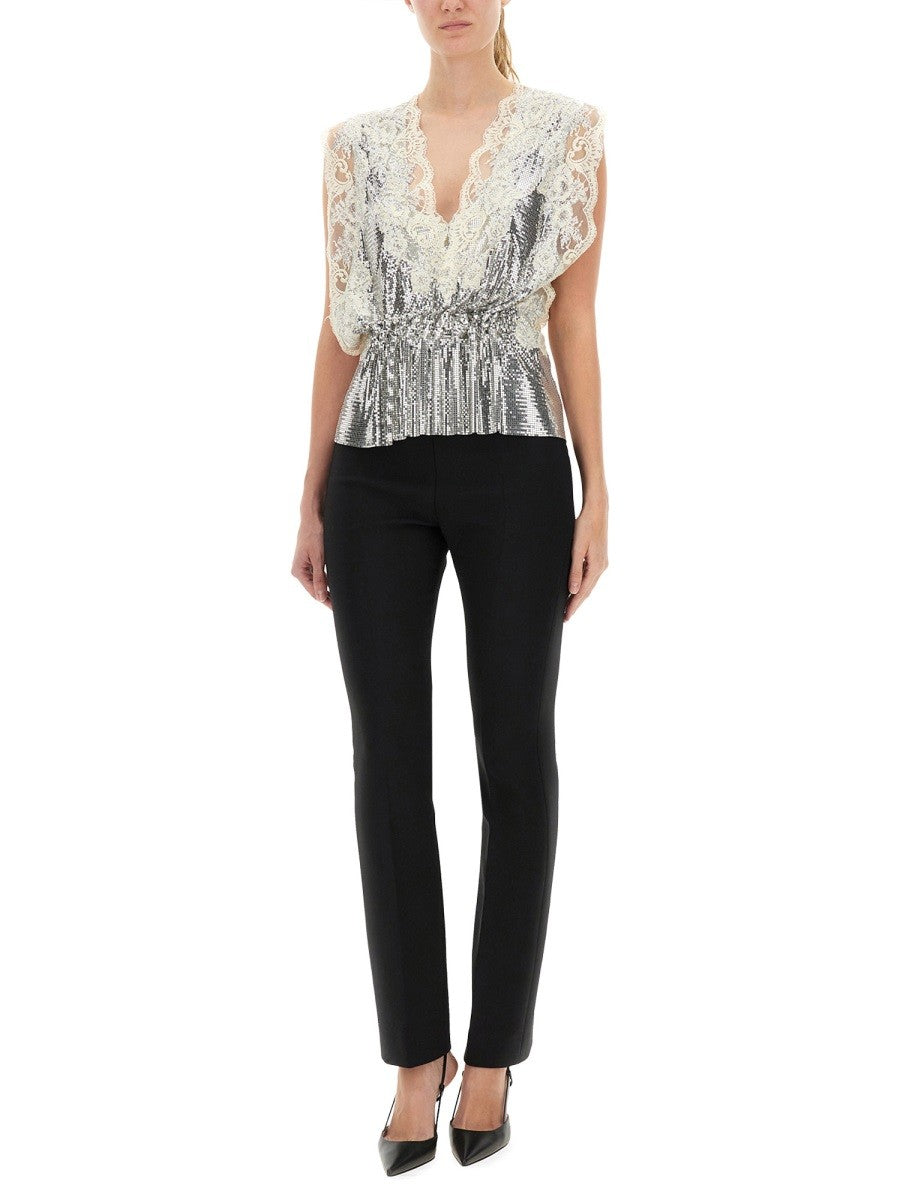 RABANNE LACE AND SEQUIN TOP
