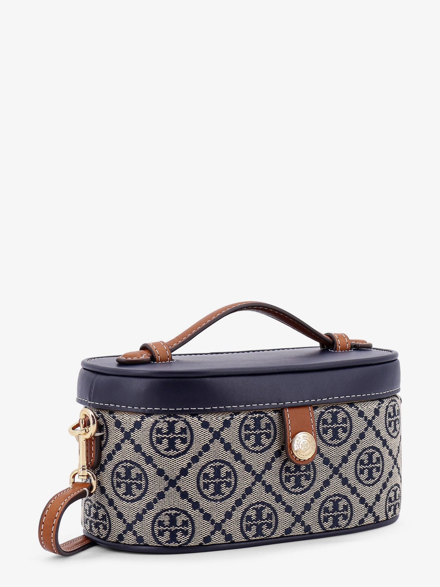 Tory Burch Leather and T monogram fabric beauty case