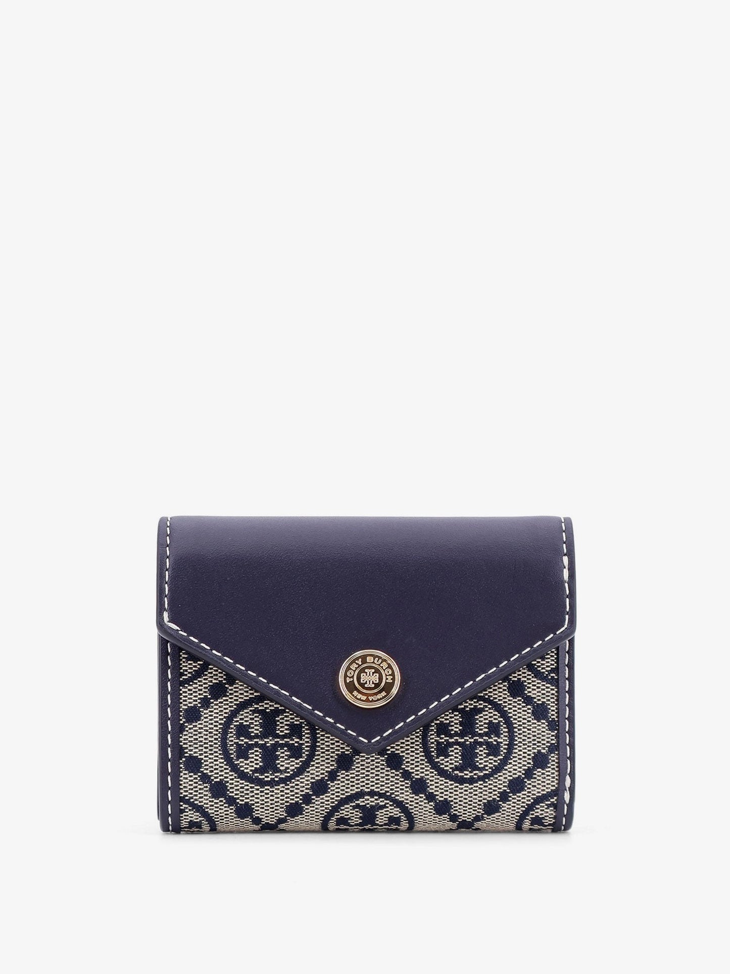 Tory Burch Leather and T monogram fabric wallet