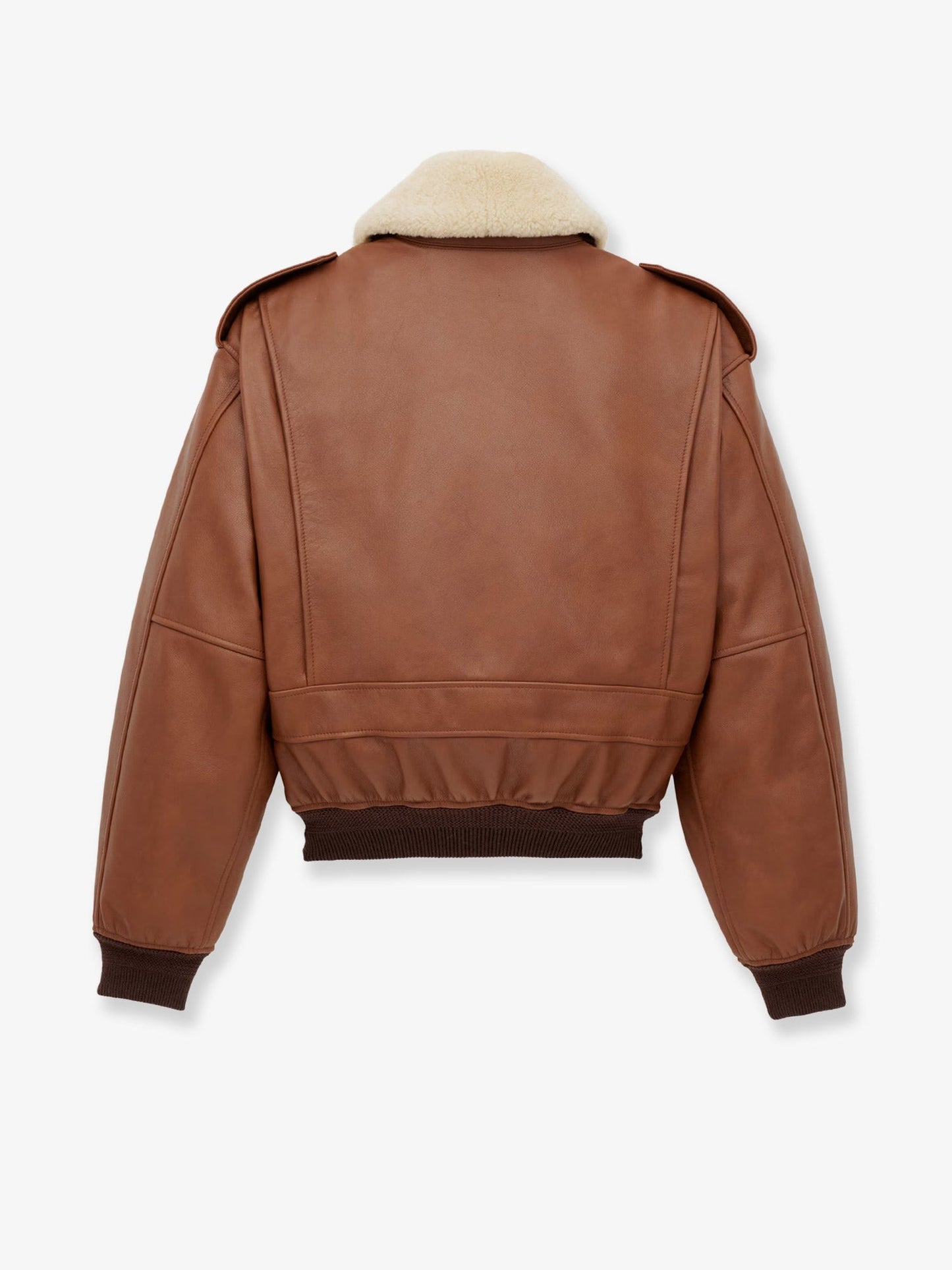 Saint Laurent Leather bomber jacket with shearling collar