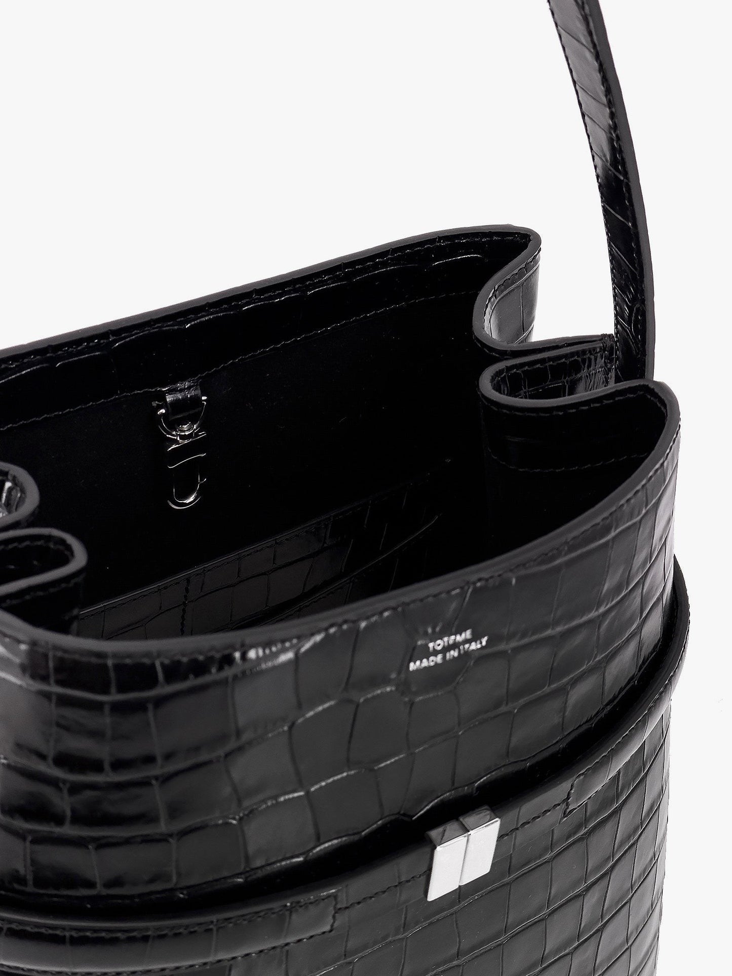 TOTEME Leather bucket bag with croco effect