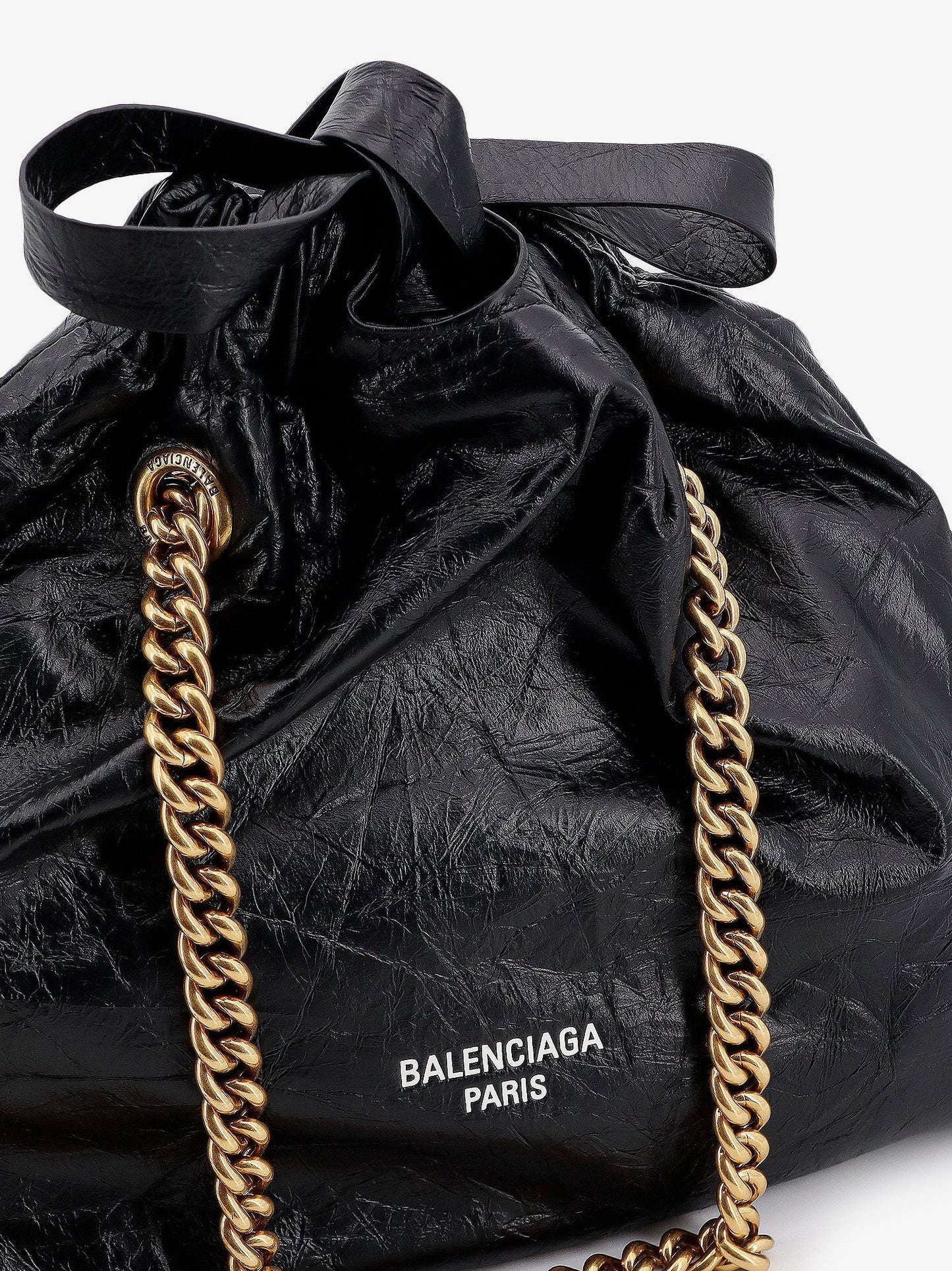 Balenciaga Leather bucket bag with frontal logo