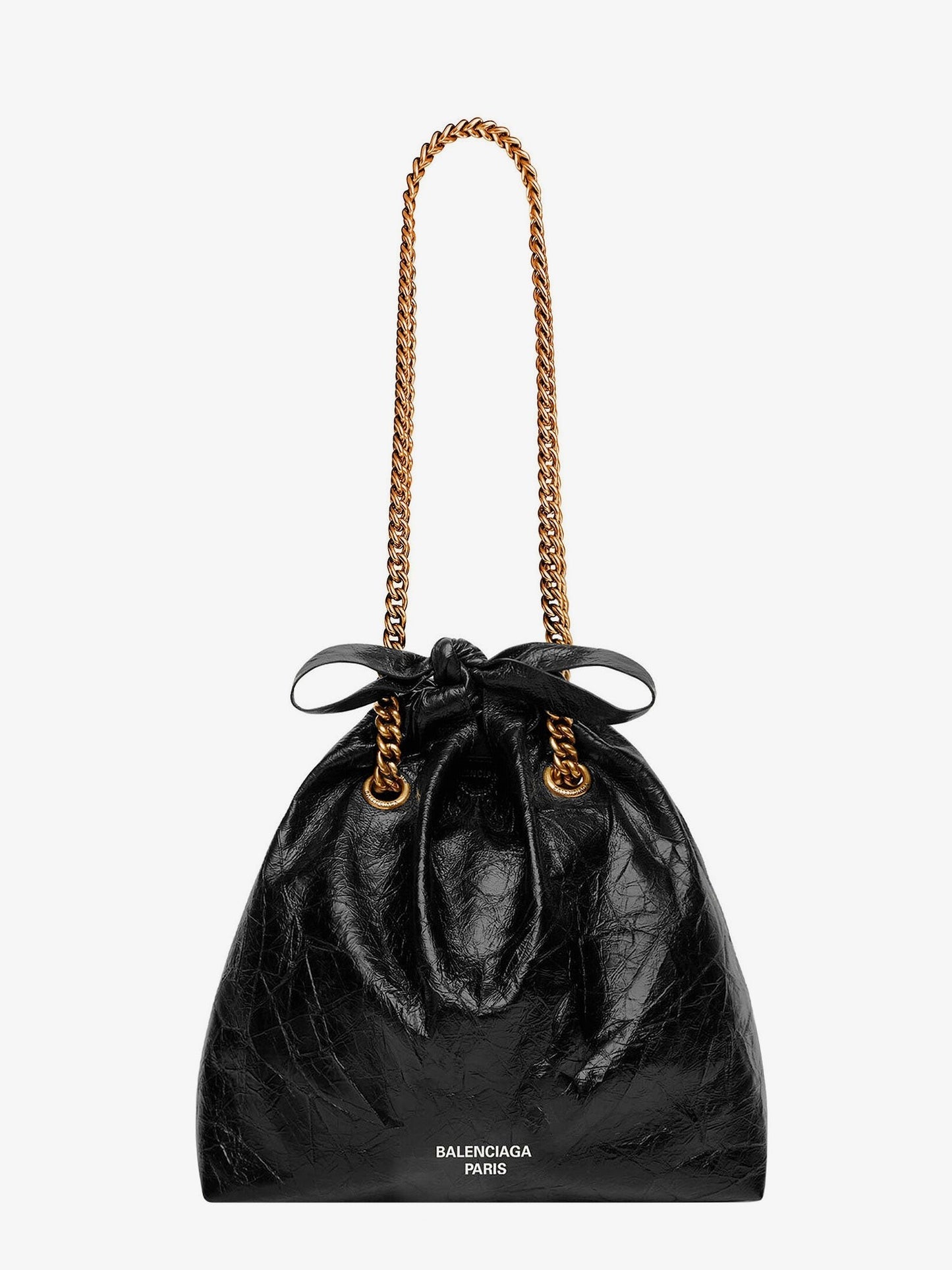 Balenciaga Leather bucket bag with frontal logo
