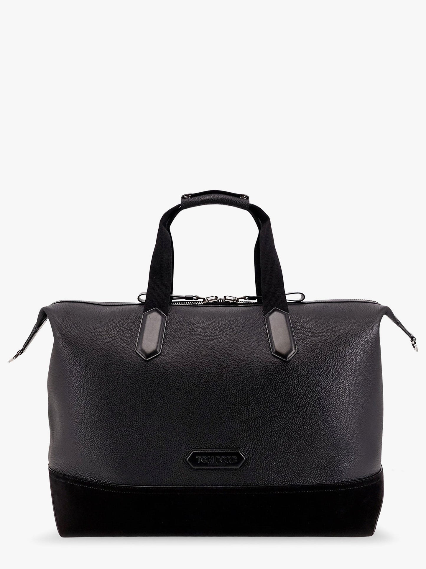 TOM FORD Leather duffle bag with suede inserts and logo patch