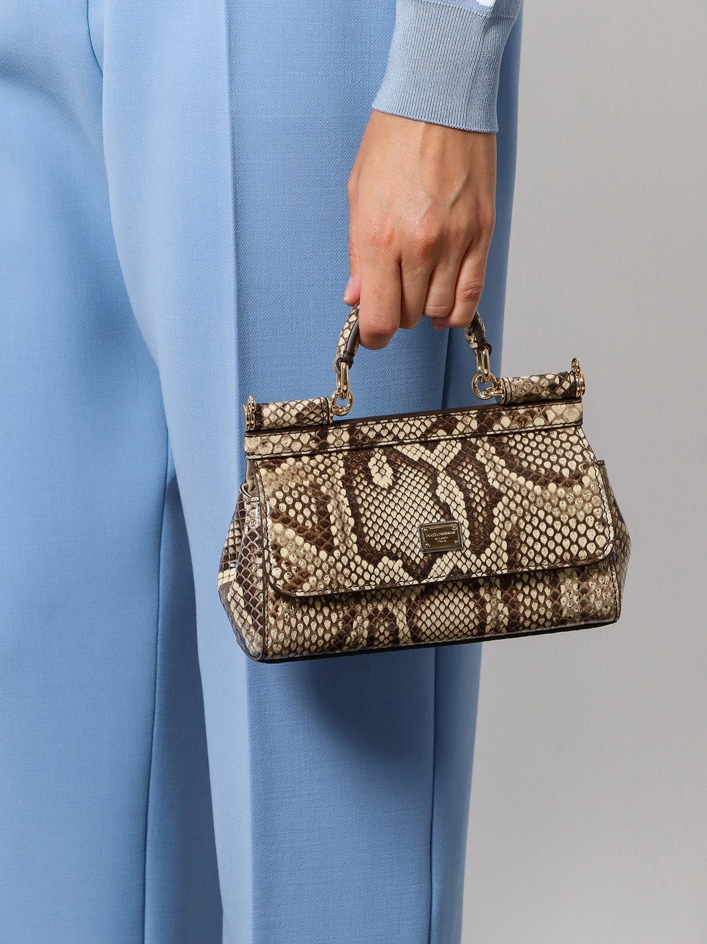 DOLCE e GABBANA Leather handbag with animalier print