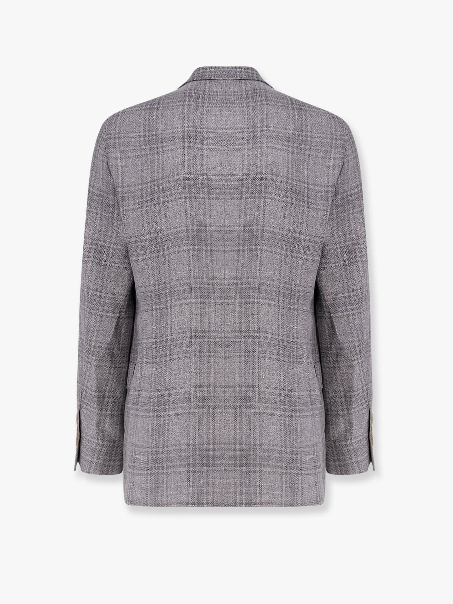 Brunello Cucinelli Linen, wool and silk Prince of Wales one-and-a-half breasted blazer