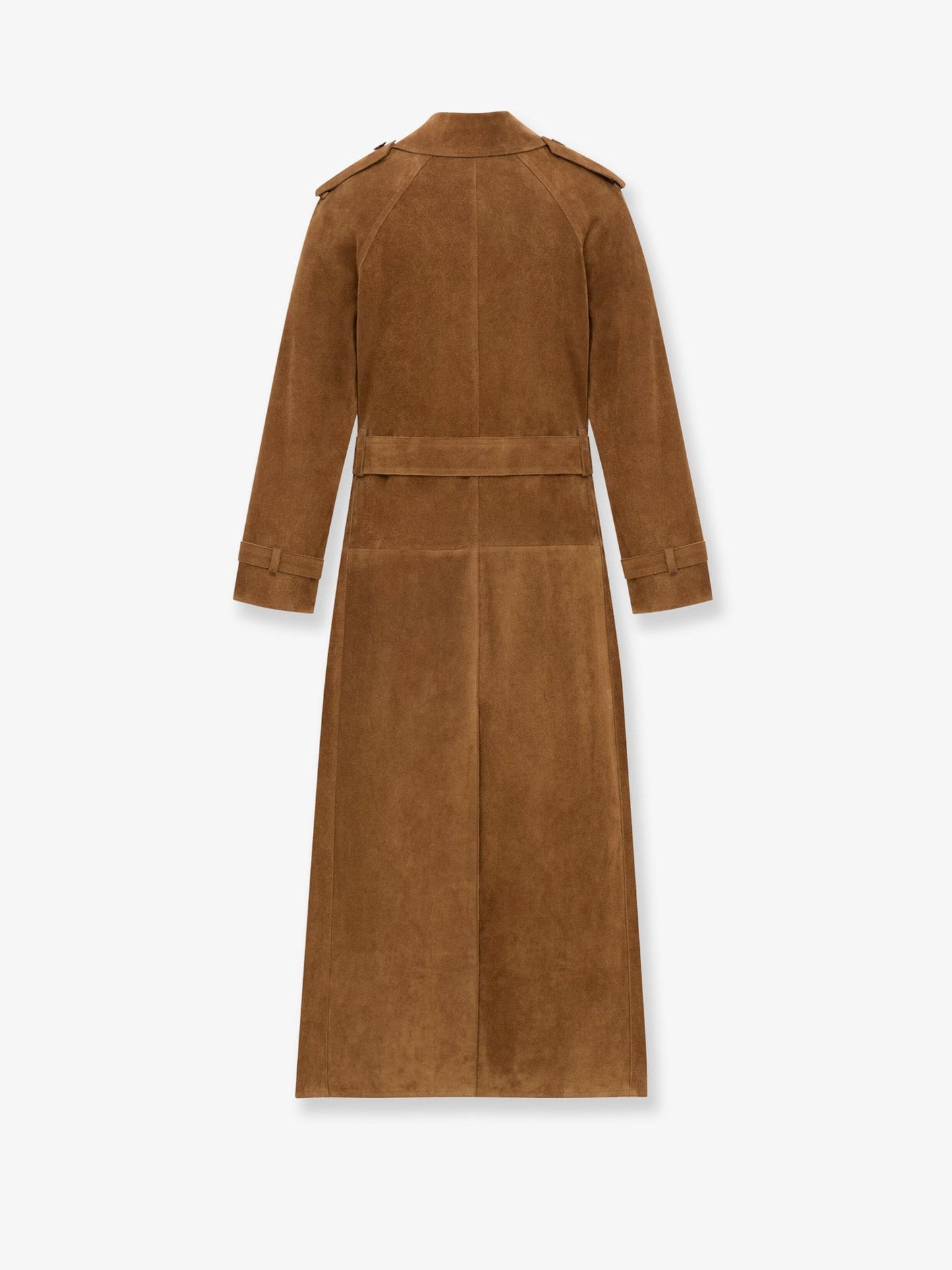 Saint Laurent Long double-breasted suede trench coat