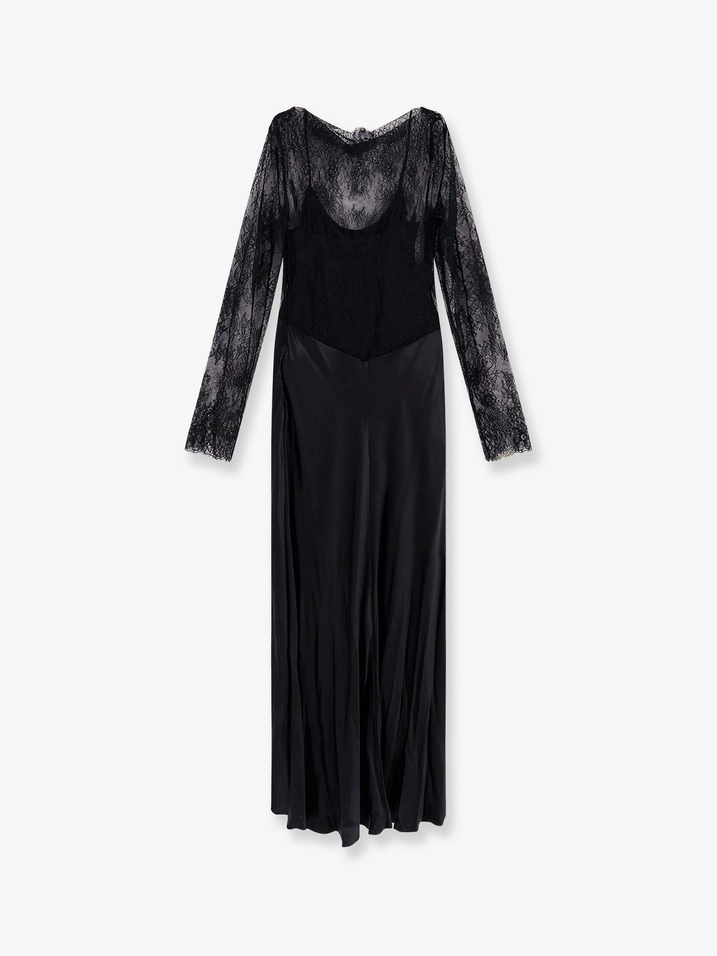 alberta ferretti Long dress with lace insert