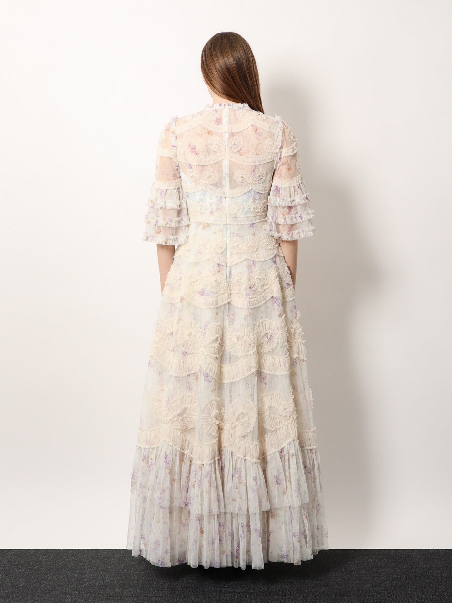 NEEDLE & THREAD Long dress with multicolor motif