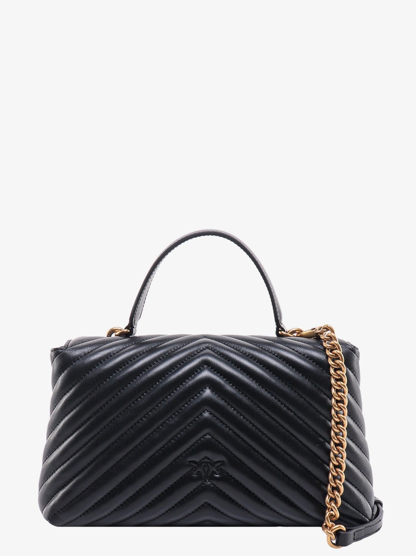 Pinko Love lady matelassã© leather handbag with love birds buckle