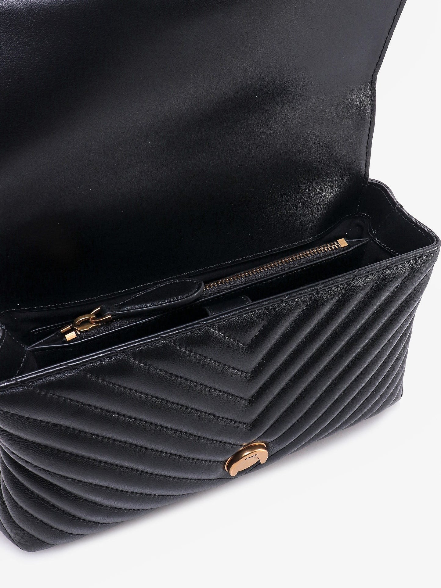 Pinko Love lady matelassã© leather handbag with love birds buckle