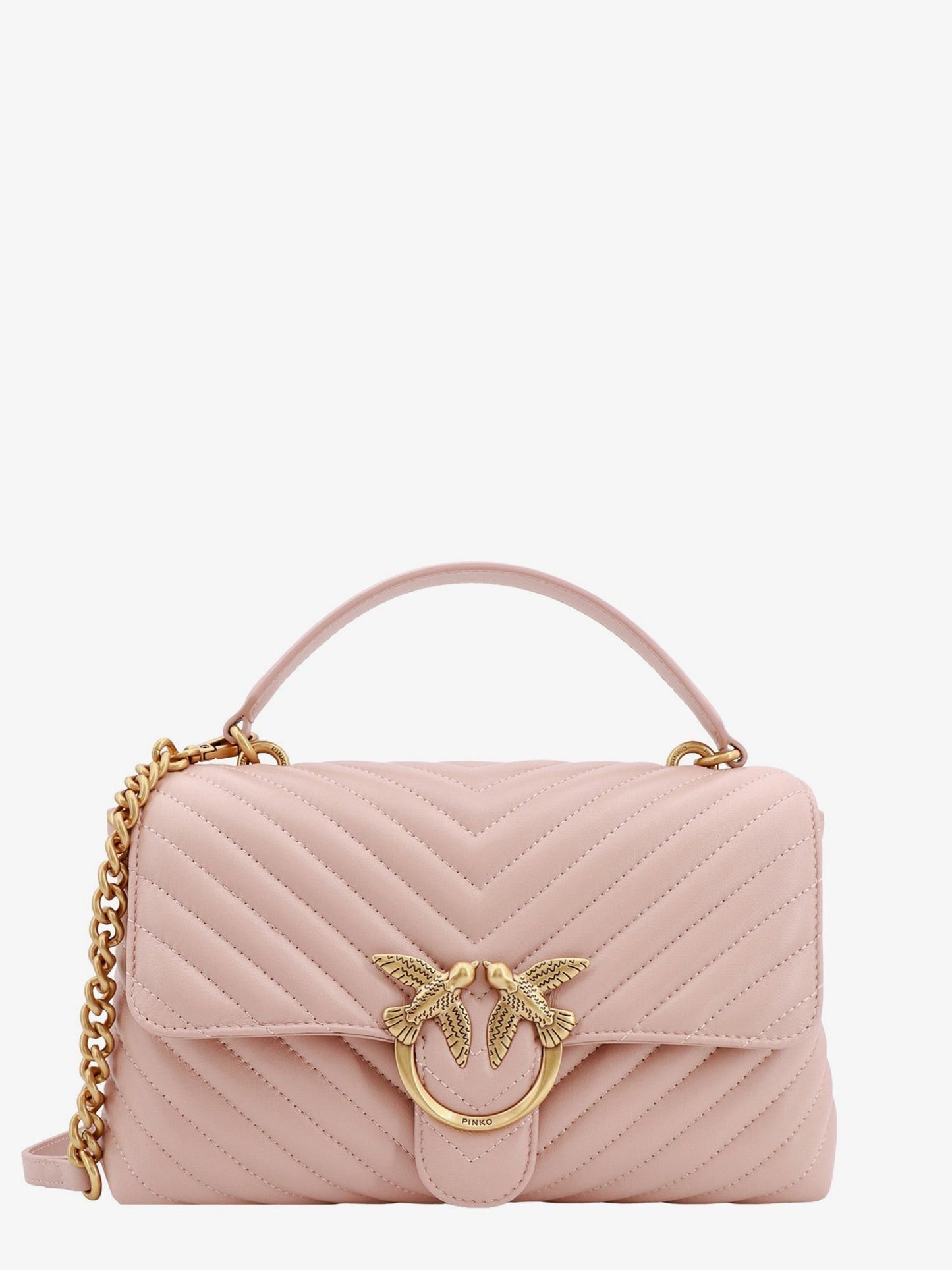 Pinko Love lady matelassã© leather handbag with love birds buckle