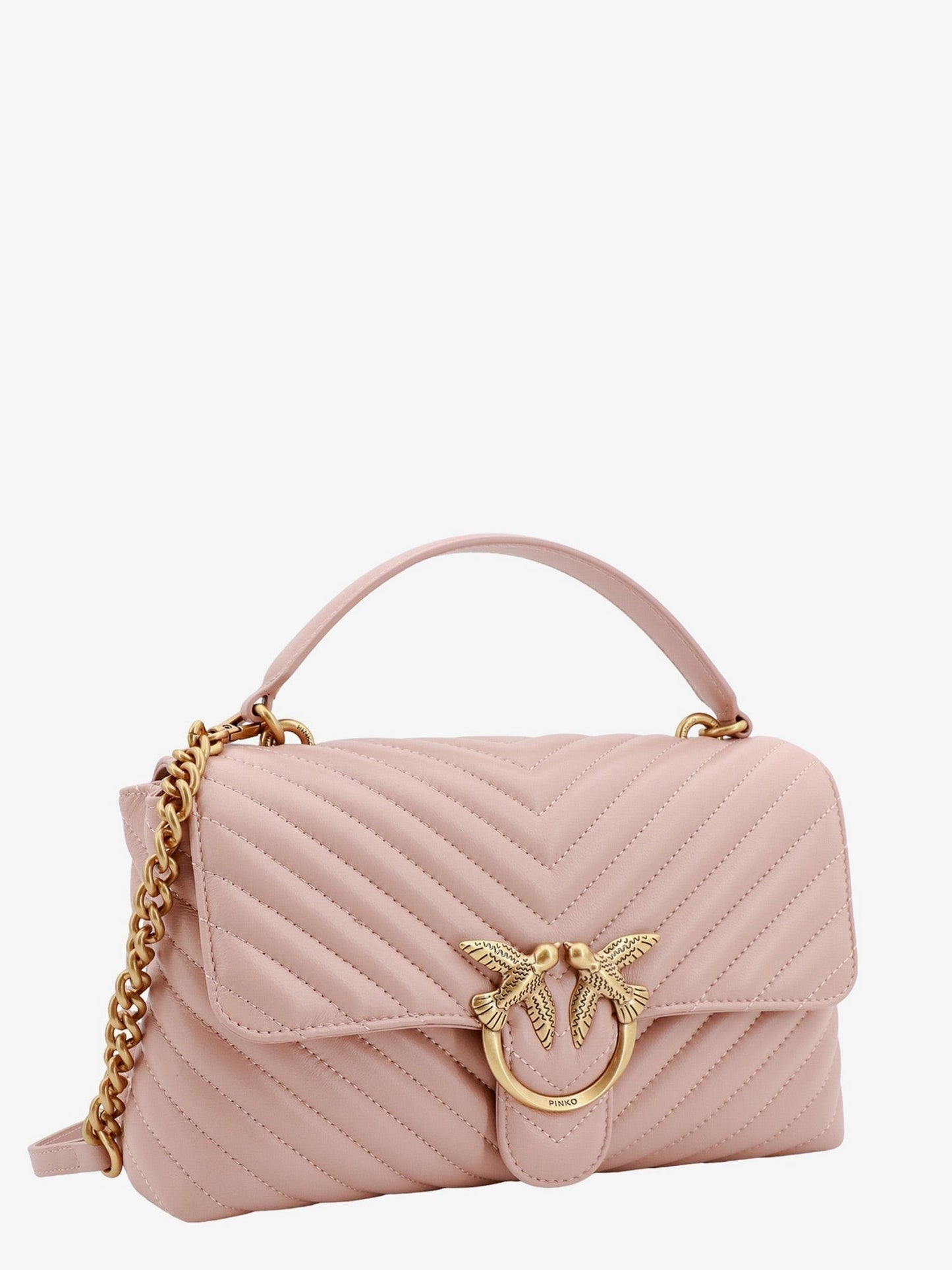 Pinko Love lady matelassã© leather handbag with love birds buckle