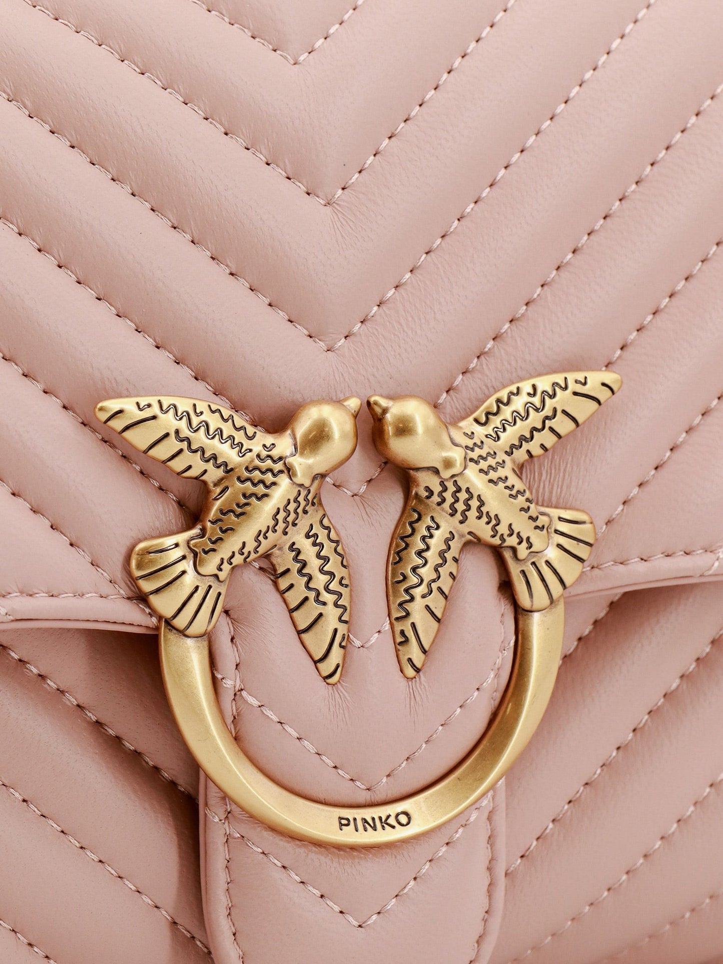 Pinko Love lady matelassã© leather handbag with love birds buckle