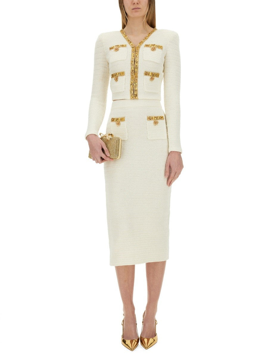 SELF-PORTRAIT LUREX KNIT MIDI SKIRT
