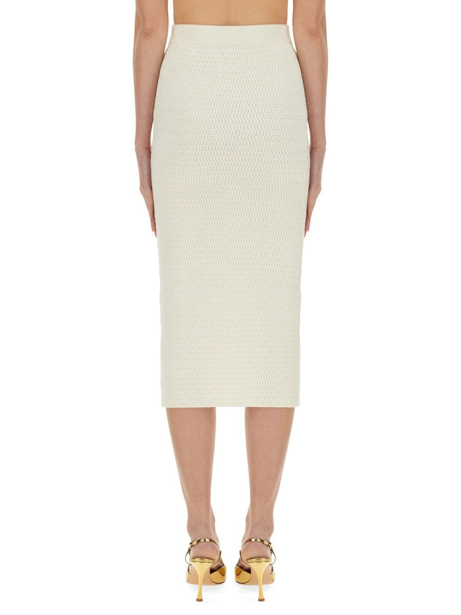 SELF-PORTRAIT LUREX KNIT MIDI SKIRT